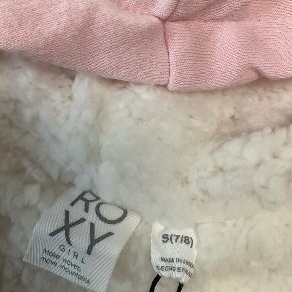 Roxy Girls Hoodie Sweatshirt Lined Sherpa Pink Size Small NWT - Picture 7 of 9